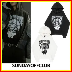 SUNDAYOFFCLUB  |Unisex Street Style Long Sleeves Cotton Logo Hoodies