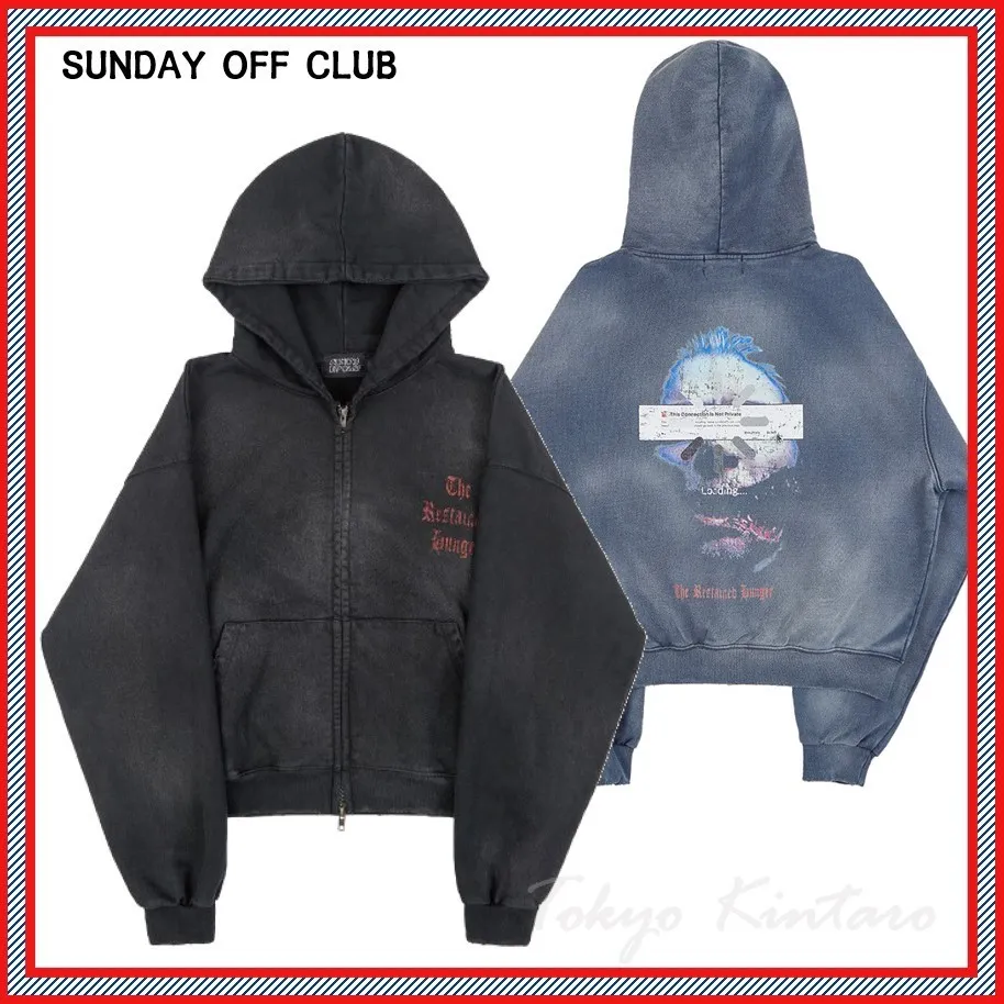 SUNDAYOFFCLUB  |Unisex Street Style Long Sleeves Logo Hoodies