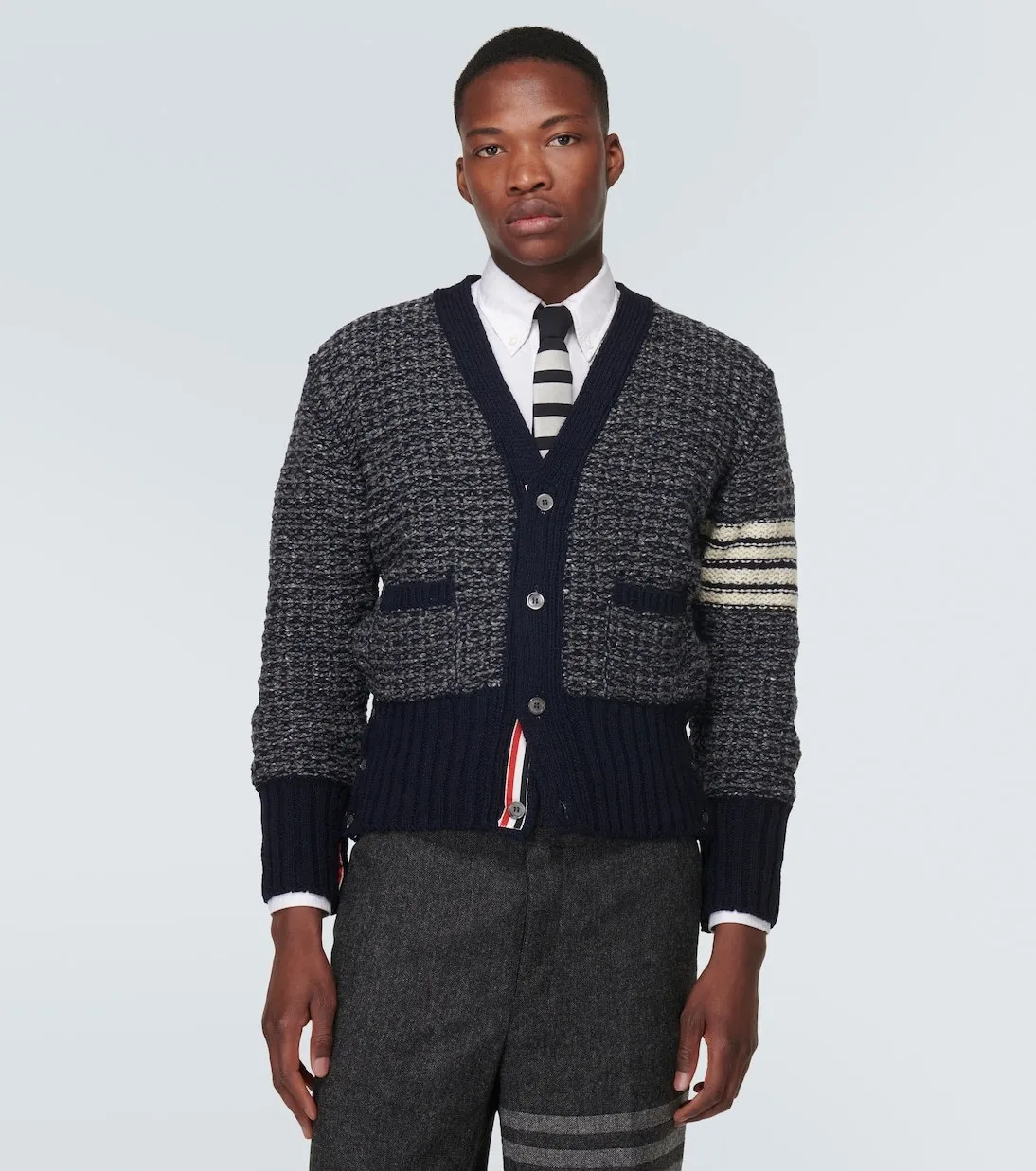 THOM BROWNE  |Stripes Wool Designers Cardigans