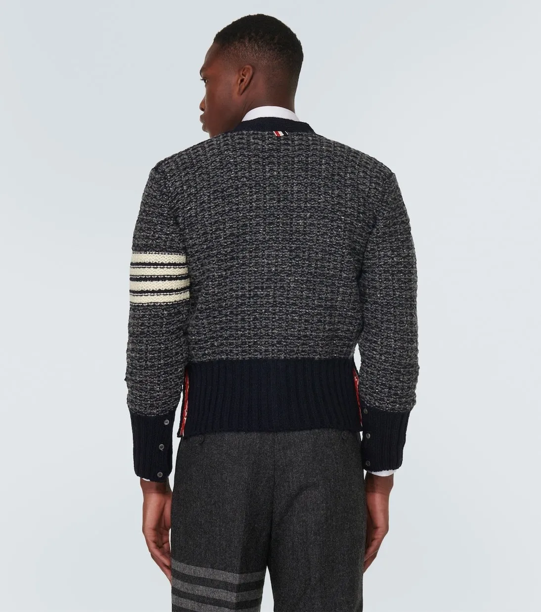 THOM BROWNE  |Stripes Wool Designers Cardigans