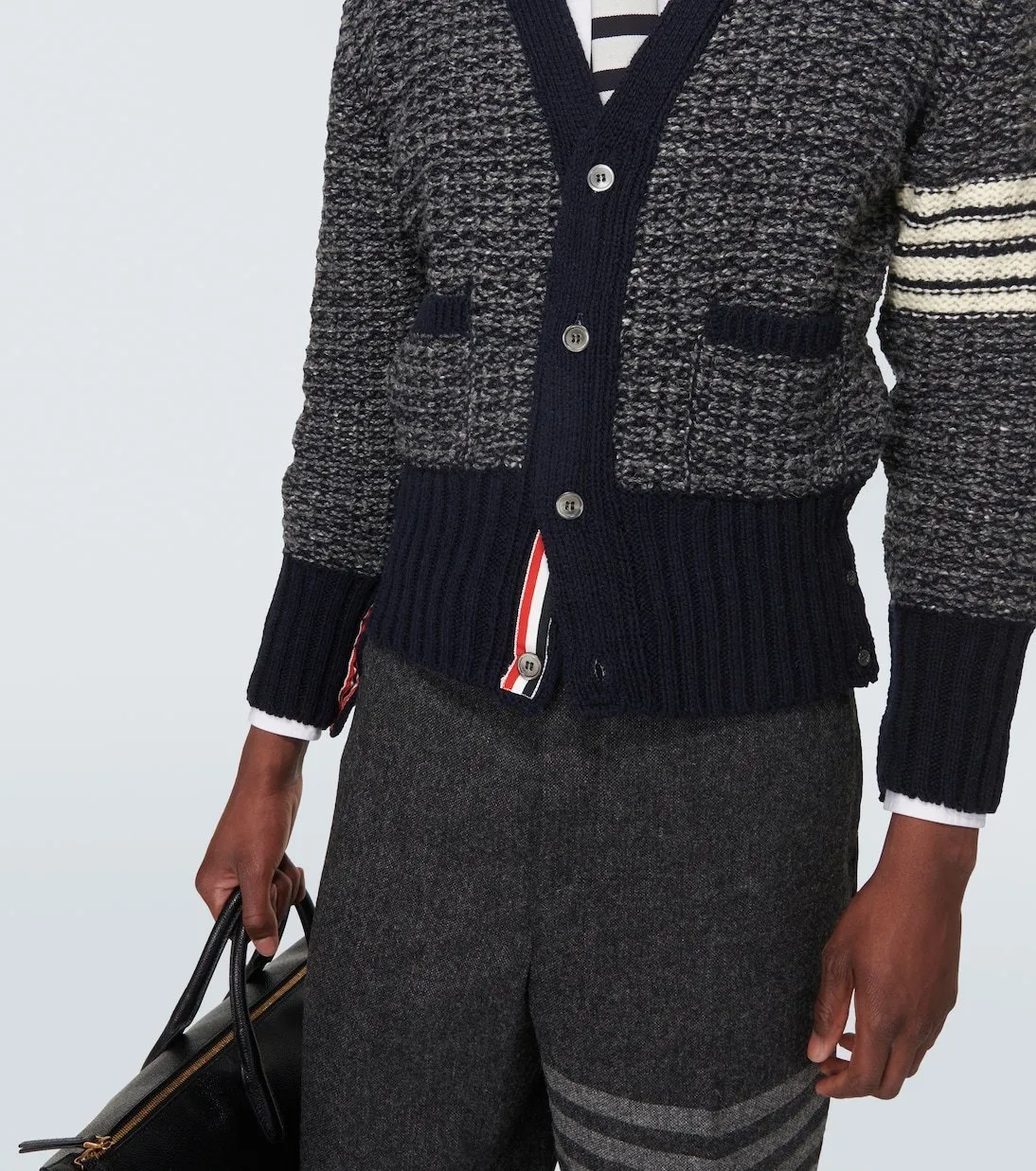 THOM BROWNE  |Stripes Wool Designers Cardigans