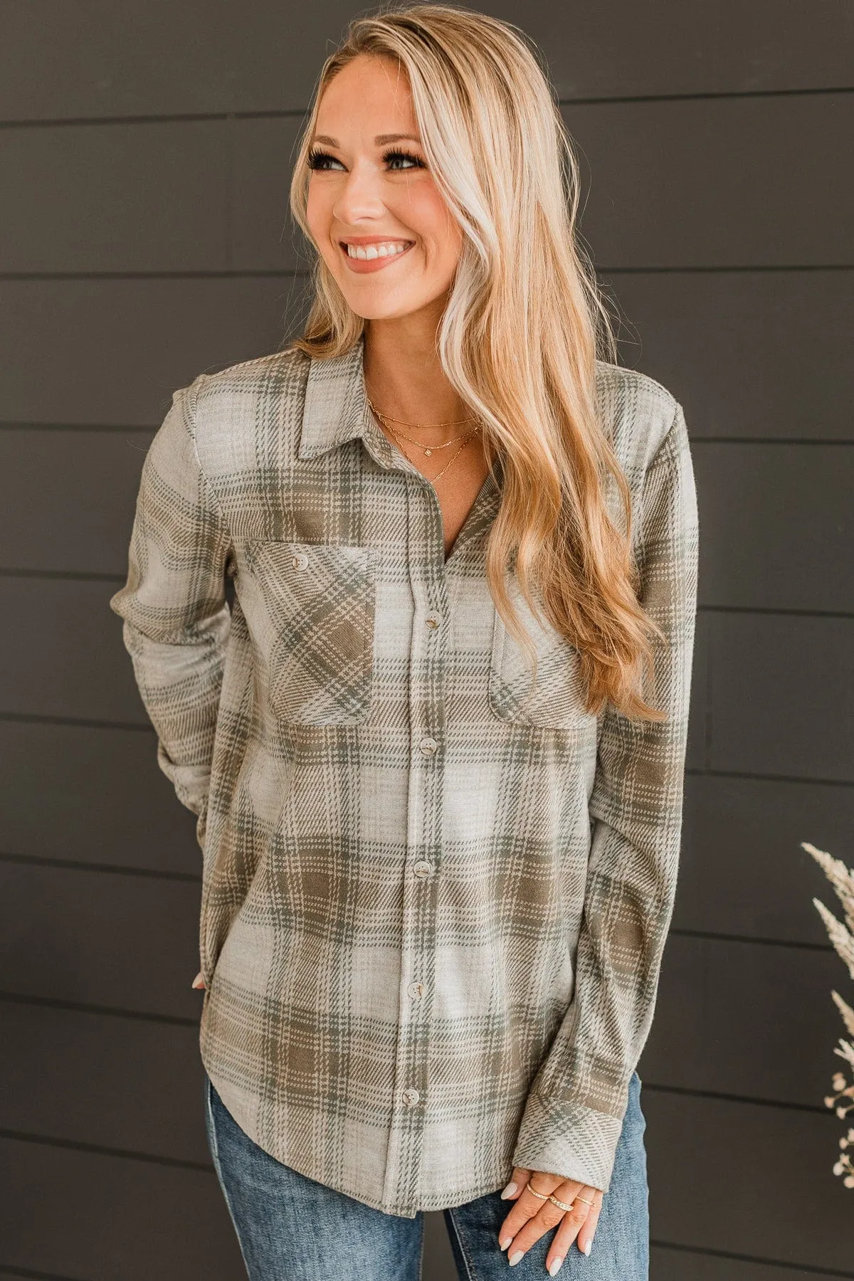 Thread & Supply Free Falling Plaid Shirt Jacket- Sage