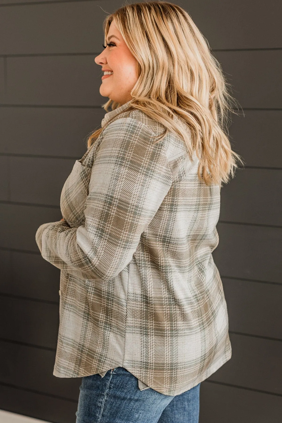 Thread & Supply Free Falling Plaid Shirt Jacket- Sage