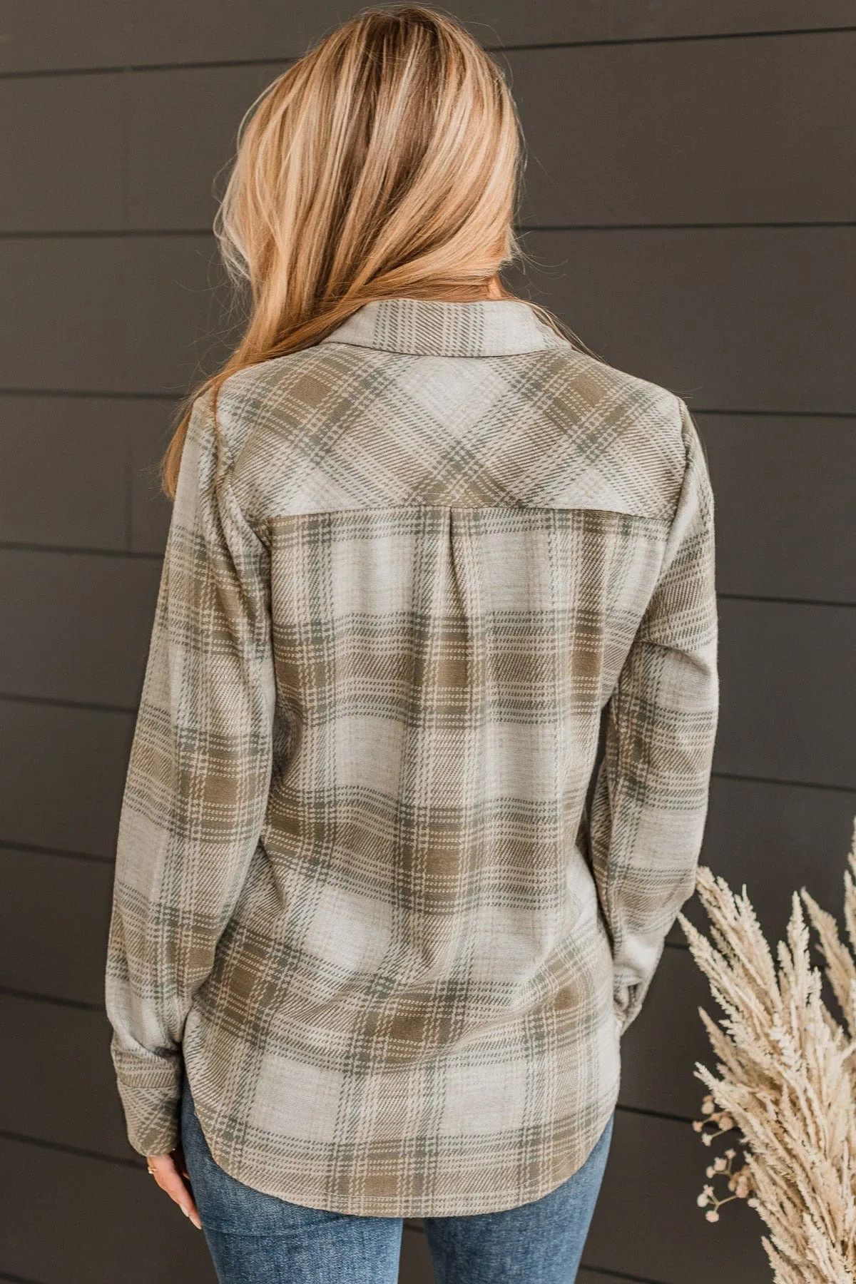 Thread & Supply Free Falling Plaid Shirt Jacket- Sage