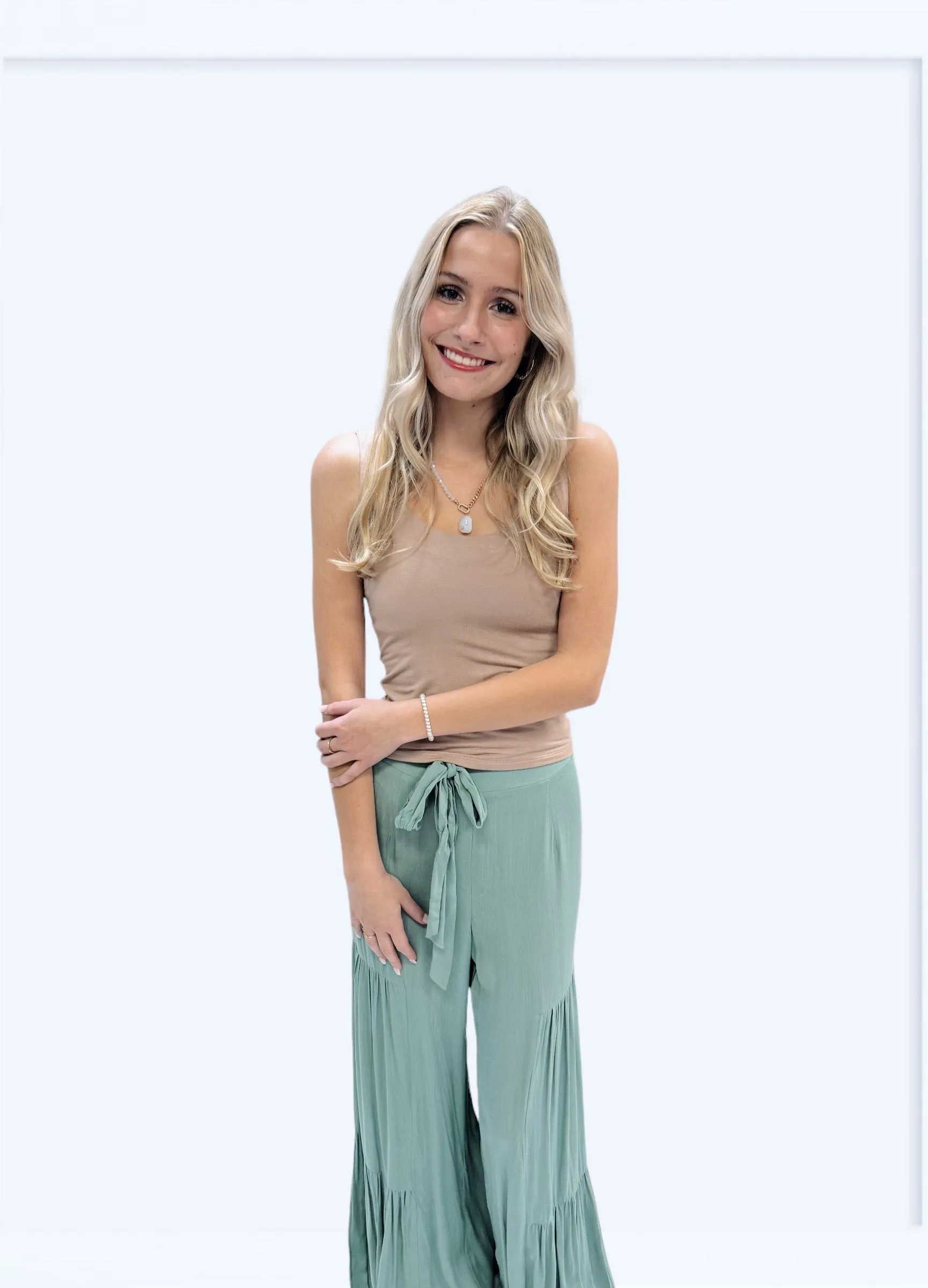 Tie Wide Leg Pants