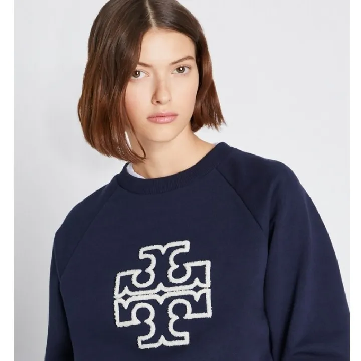 Tory Burch  |Crew Neck Long Sleeves Plain Cotton Logo