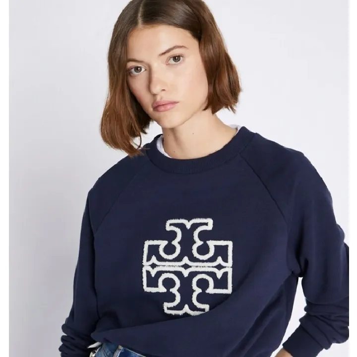 Tory Burch  |Crew Neck Long Sleeves Plain Cotton Logo