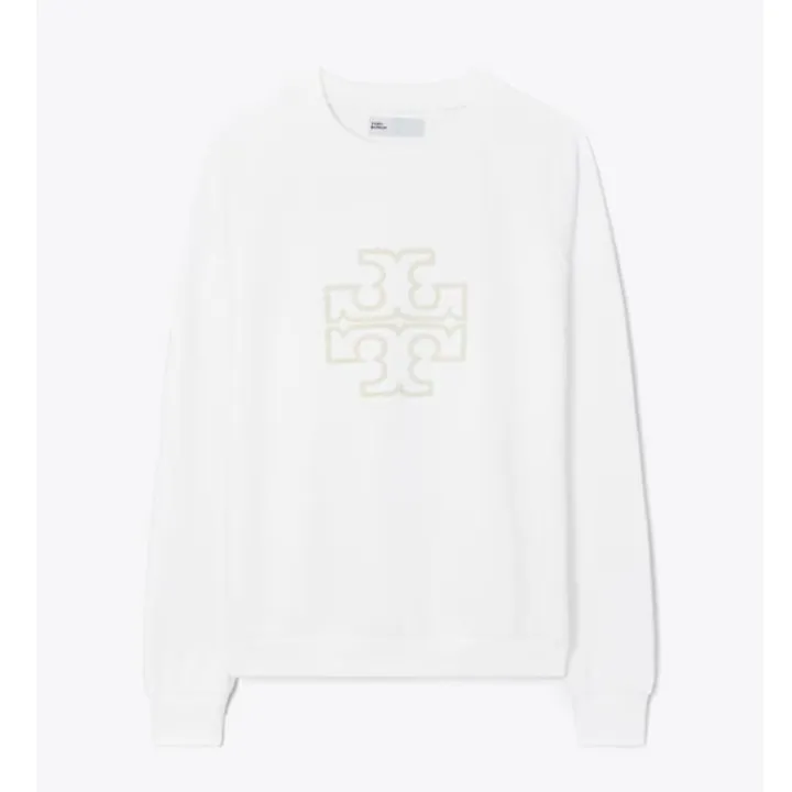 Tory Burch  |Crew Neck Long Sleeves Plain Cotton Logo