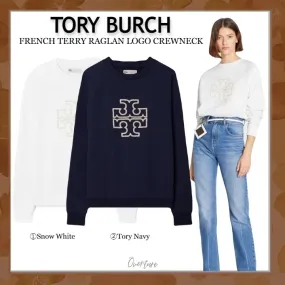 Tory Burch  |Crew Neck Long Sleeves Plain Cotton Logo