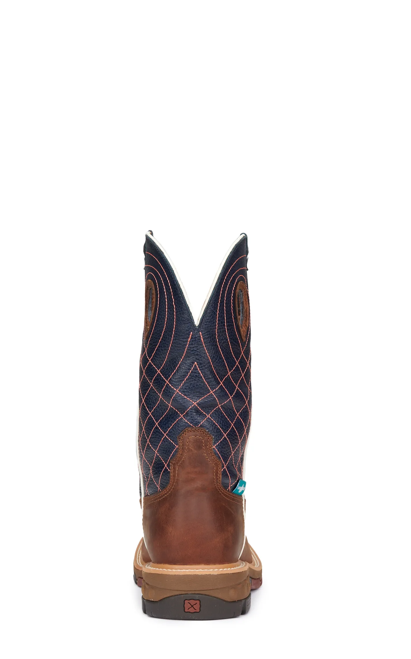 Twisted X Men's Brown and Navy with Cross Embroidery CellStretch Square Toe Work Boot