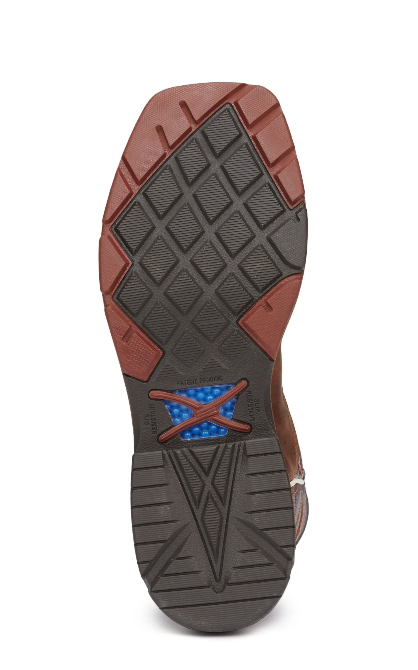 Twisted X Men's Brown and Navy with Cross Embroidery CellStretch Square Toe Work Boot