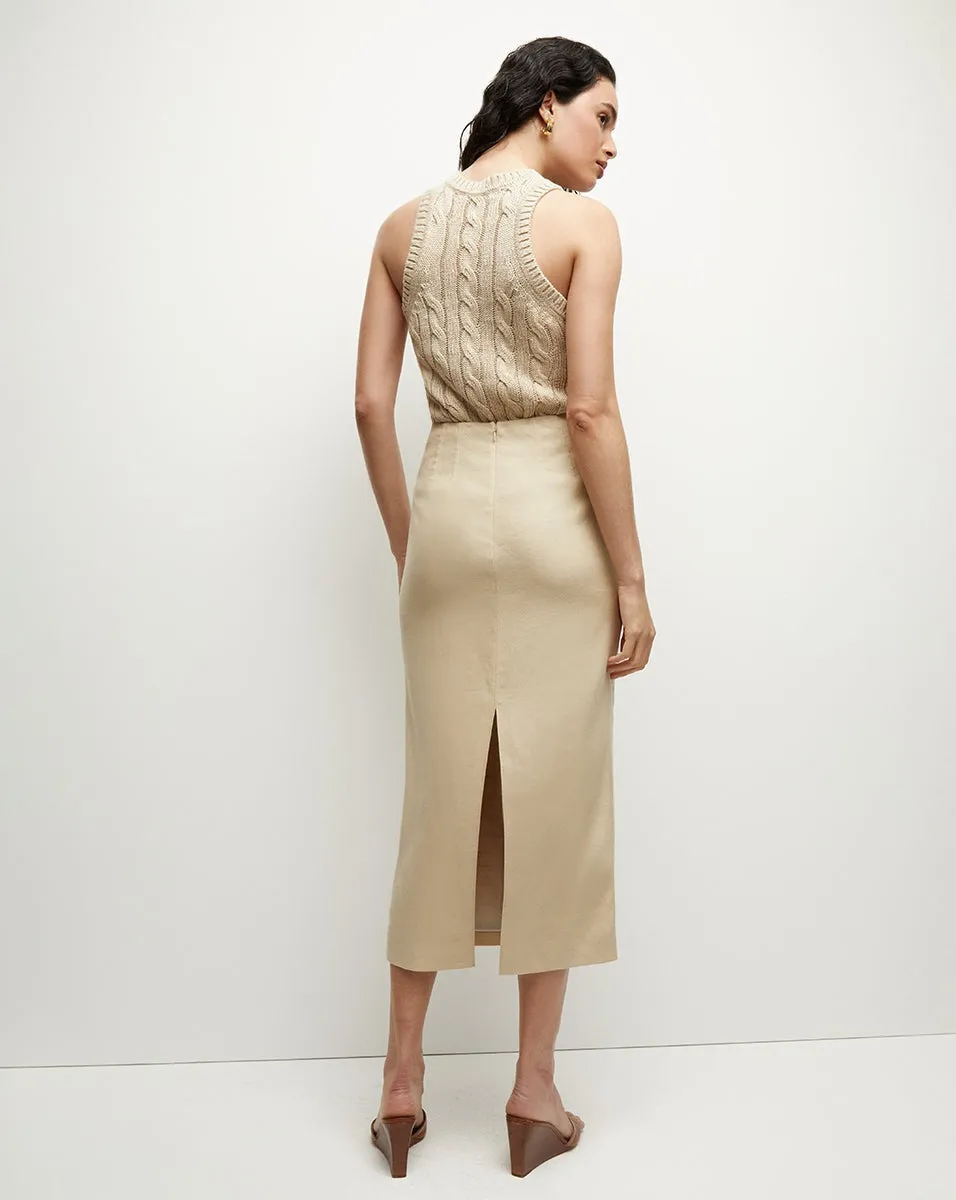 Veronica Beard Kimpton Skirt in Stone Khaki