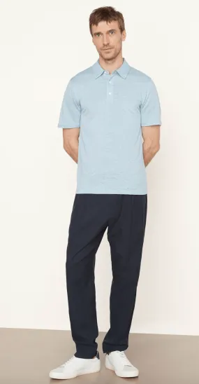 Vince Linen Polo Shirt in Chalk Blue