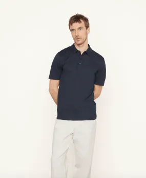 Vince Linen Polo Shirt in Coastal Blue