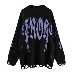 Vintage Gothic Ripped Sweater