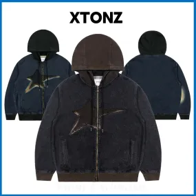 XTONZ  |Unisex Street Style Oversized Logo Hoodies