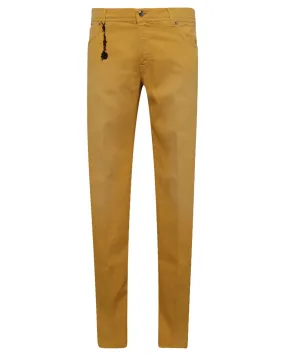 Yellow Distressed Bull Denim 5 Pocket Pant