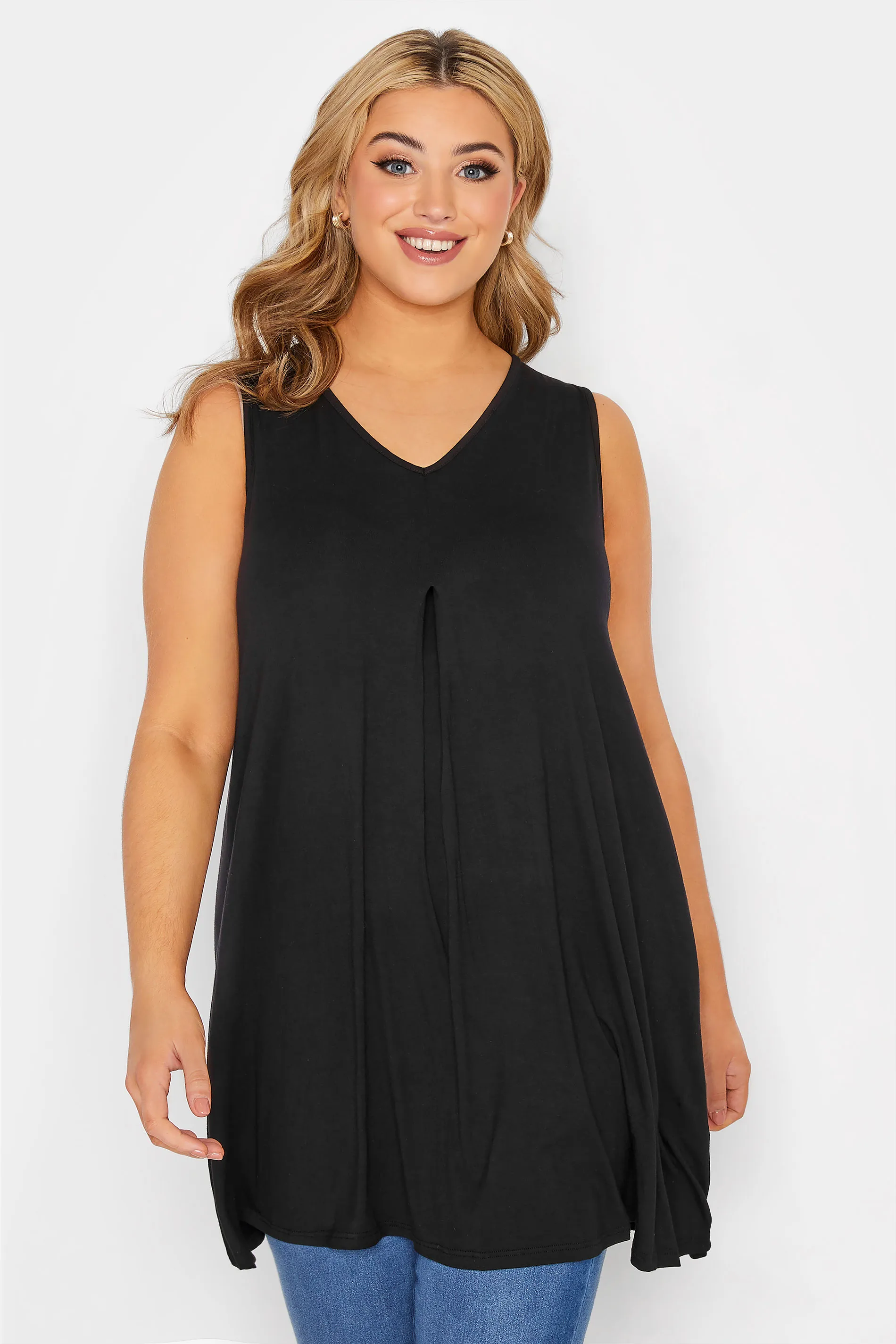 YOURS Curve Black Swing Vest Top