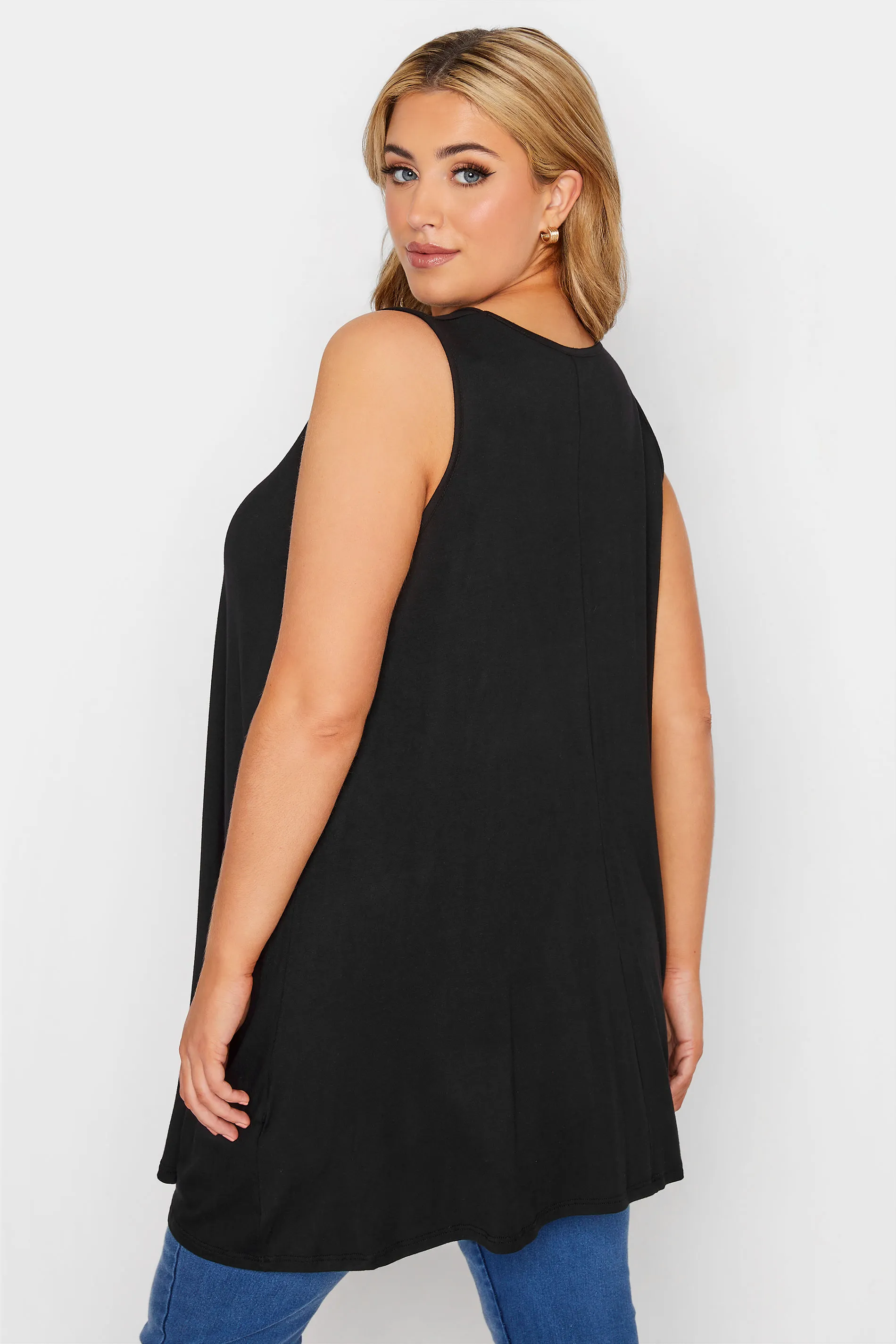 YOURS Curve Black Swing Vest Top