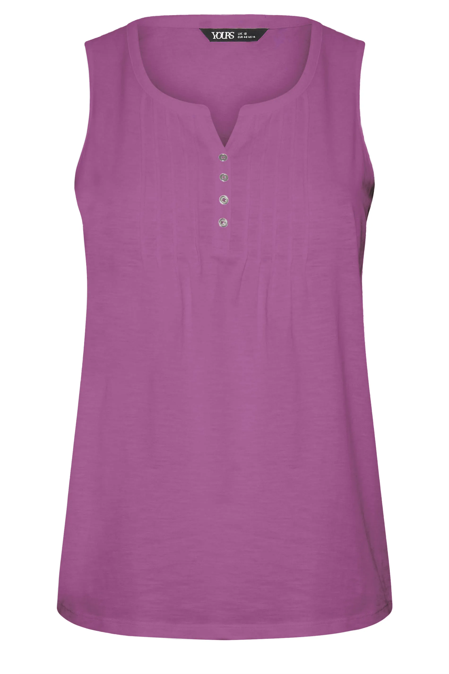 YOURS Curve Purple Pintuck Henley Vest Top