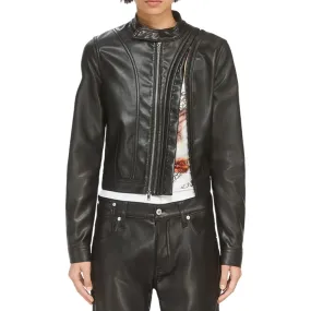 Y/PROJECT HOOK AND EYE LEATHER MOTO JACKET